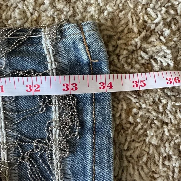 C EST. 1946 Denim Dark Wash High Rise Blue Jeans with Beaded Embellishments - Picture 8 of 10